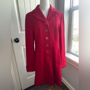 Wool Red Button-Up Coat